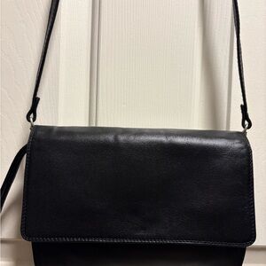 Derek Alexander Classic Black Leather Crossbody Bag/Wrist Wallet